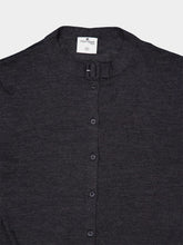 Courrèges Carbon Grey Buttoned Merino Wool Cardigan