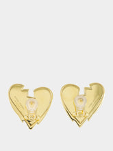 Amina Muaddi Gold Heartbreaker Heart Earrings
