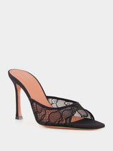 Amina Muaddi Black Alexa Lace High-Heel Mules