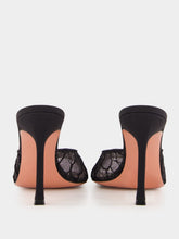 Amina Muaddi Black Alexa Lace High-Heel Mules