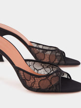 Amina Muaddi Black Alexa Lace High-Heel Mules