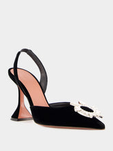 Amina Muaddi Black Velvet Begum Slingback Pumps