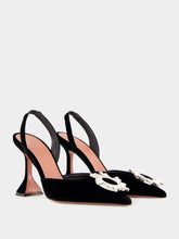 Amina Muaddi Black Velvet Begum Slingback Pumps