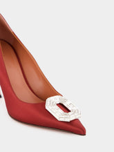 Amina Muaddi Red Camelia Satin Pumps