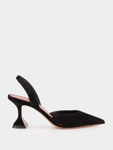 Amina Muaddi Black Holli Suede Slingback Heels