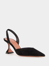 Amina Muaddi Black Holli Suede Slingback Heels