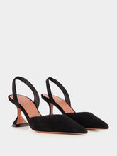 Amina Muaddi Black Holli Suede Slingback Heels