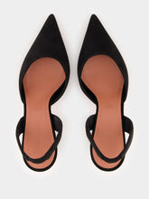 Amina Muaddi Black Holli Suede Slingback Heels