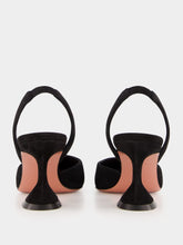 Amina Muaddi Black Holli Suede Slingback Heels
