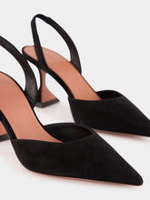 Amina Muaddi Black Holli Suede Slingback Heels