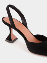 Amina Muaddi Black Holli Suede Slingback Heels