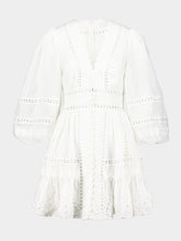 Zimmermann Ivory Lace-Trimmed Mini Dress