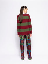 Paula Trilium Cabernet and Peacoat Knitted Striped Polo Shirt