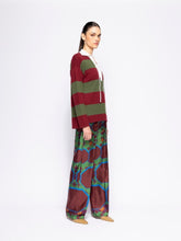 Paula Trilium Cabernet and Peacoat Knitted Striped Polo Shirt