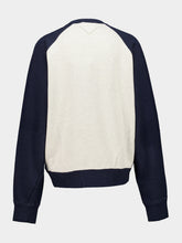 Prada Navy Blue and Natural Logo Cotton Sweatshirt