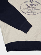 Prada Navy Blue and Natural Logo Cotton Sweatshirt