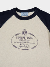 Prada Navy Blue and Natural Logo Cotton Sweatshirt