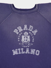 Prada Navy Blue Cotton T-Shirt with Logo Print