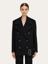 Ferragamo Black Wool Cashmere Peacoat
