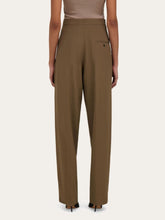 Lead Brown High-Waisted Pleated Trousers | PDP - Fashion Clinic