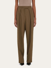Lead Brown High-Waisted Pleated Trousers | PDP - Fashion Clinic