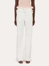 Ferragamo White Fringe Detail Jeans