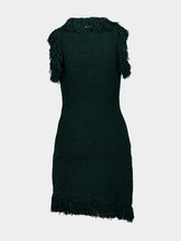 Ferragamo Moss Green Mini Dress with Fringe Detail