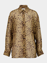 Ferragamo Camel and Plum Silk Georgette Orchid Print Shirt