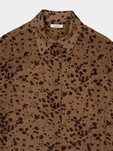 Ferragamo Camel and Plum Silk Georgette Orchid Print Shirt