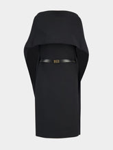 Ferragamo Black Belted Midi Cape Dress