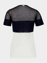 Ferragamo Navy and White Wool-Blend Round Neck T-Shirt