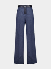 Ferragamo Blue High-Waisted Wide-Leg Denim Trousers