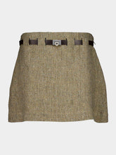 Ferragamo Beige Linen Mini Skirt with Gancini Belt