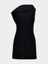 Ferragamo Black Asymmetric Wool Mini Dress