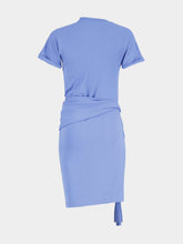 Ferragamo Blue Draped Viscose Mini Dress