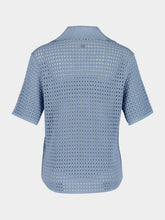 Ferragamo Light Denim Open Knit Polo Shirt