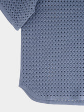 Ferragamo Light Denim Open Knit Polo Shirt