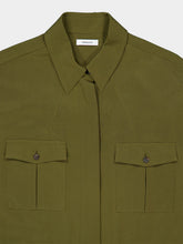 Ferragamo Olive Green Silk Safari Overshirt