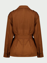 Ferragamo Cognac Belted Virgin Wool Blazer