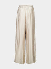 Ferragamo Safari Beige Straight-Leg Silk Trousers