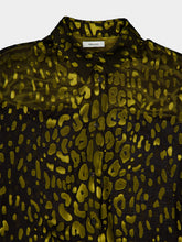 Ferragamo Espresso and Antique yellow Devoré Georgette Shirt