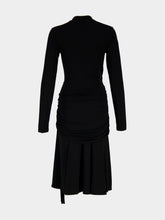 Ferragamo Black Gathered Waist Viscose Midi Dress