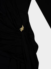Ferragamo Black Gathered Waist Viscose Midi Dress