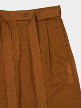 Ferragamo Cognac Belted Barrel Leg Wool Trousers