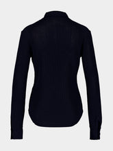 Ferragamo Navy Blue Knitted Long-Sleeve Shirt