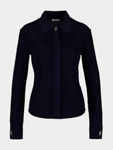 Ferragamo Navy Blue Knitted Long-Sleeve Shirt