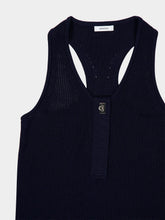 Ferragamo Navy Blue Knitted Racer Back Top