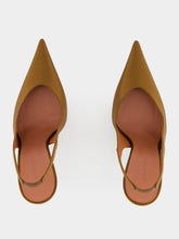 Amina Muaddi Mocha Satin Anok Slingback Pumps