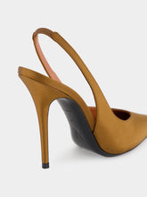 Amina Muaddi Mocha Satin Anok Slingback Pumps