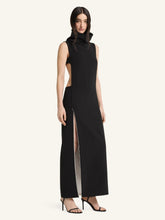 Courrèges Black High-Collar Crepe Maxi Dress